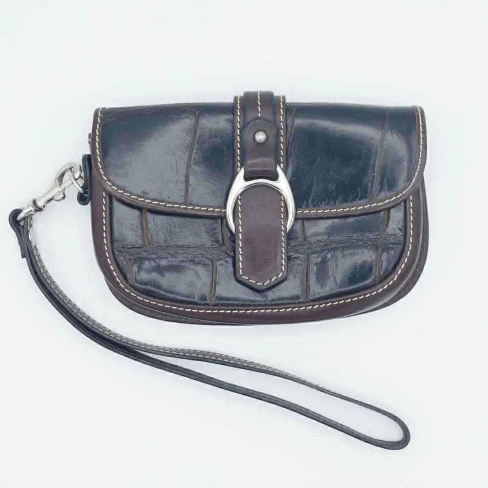 Dooney and Bourke Black/Brown Leather Wristlet